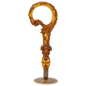 Carved wood crosier with angels and gold leaf