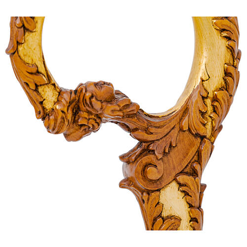 Carved wood crosier with angels and gold leaf 6