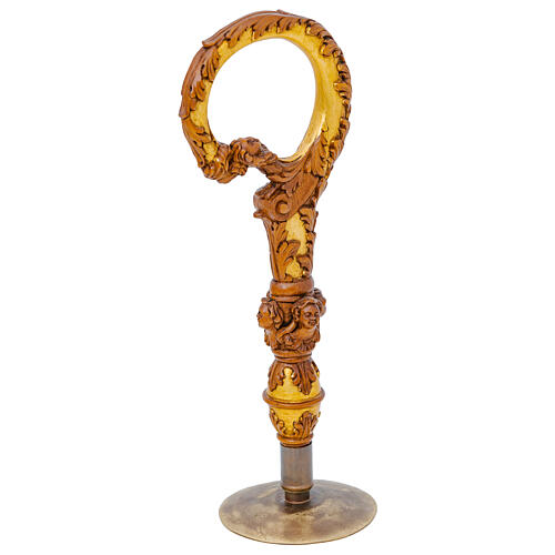 Carved Wood Bishop Crozier with Angels and Gold Leaf 3