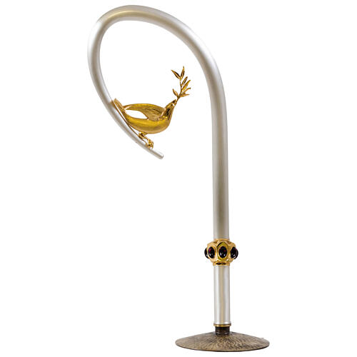 Báculo pastoral Espíritu Santo nudo gemas acabado plateado dorado 1