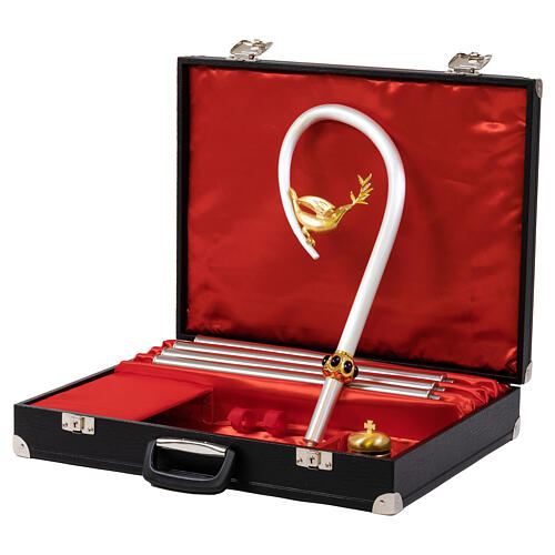 Báculo pastoral Espíritu Santo nudo gemas acabado plateado dorado 2