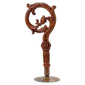 Crosse épiscopale poisson bois noyer sculpté