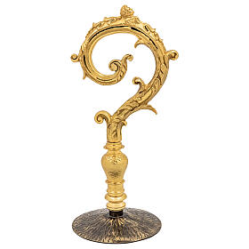 Crosse épiscopale baroque en laiton, finition dorée