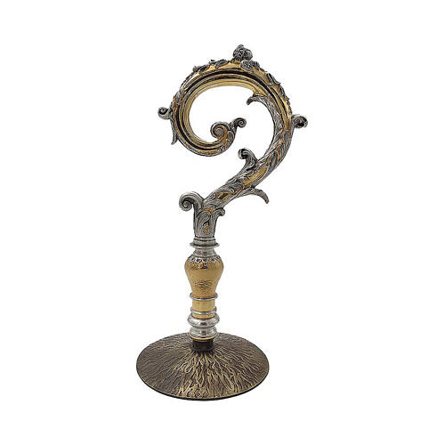 Baroque crosier, lost wax casting with two-tone finish, silver-plated rods 1