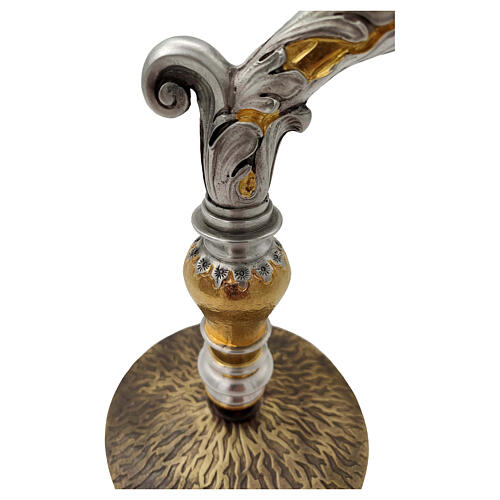 Baroque Pastoral Staff Lost Wax Casting Two-Tone Finish Silver Plated Rods 4