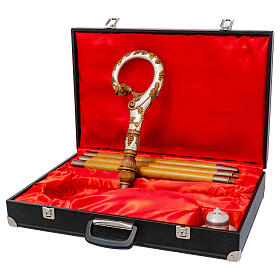 Carved Wood Pastoral Staff with Silver Leaf Grape Decoration