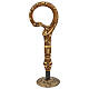 Carved wood pastoral staff with gold wheat leaf s1