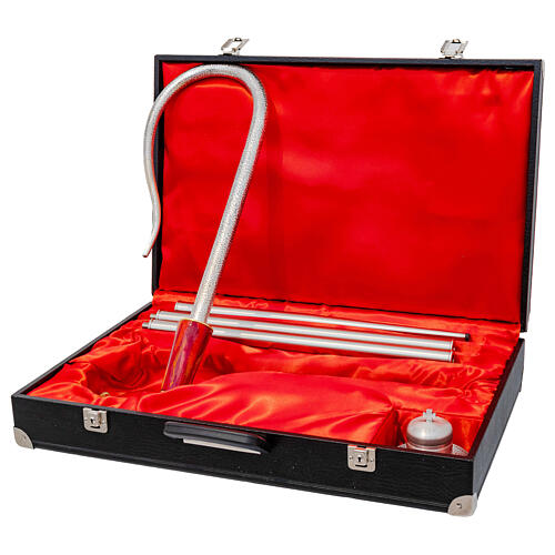 Holy Spirit hammered crosier with enamel node, silver finish 2