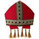 Mitre rouge pure laine avec passementerie dorée s5