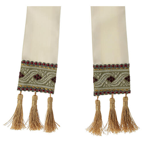 Mitre hat in Ivory Pure Wool with Gold Trim 4