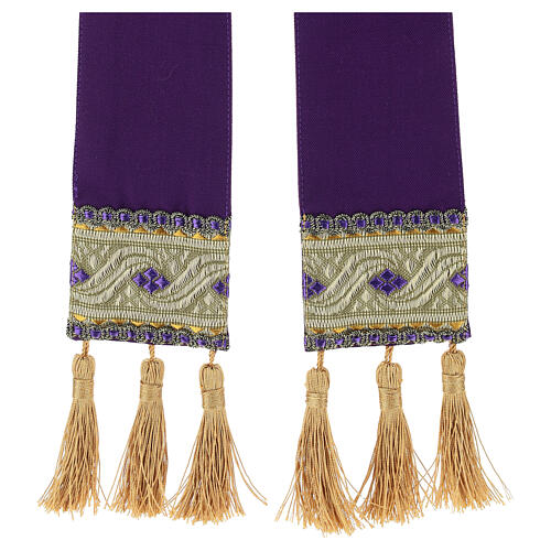 Mitre violette en pure laine avec passementerie dorée 4