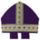 Mitre violette en pure laine avec passementerie dorée s2