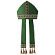 Mitre Hat Pure Green Wool with Golden Trim s1