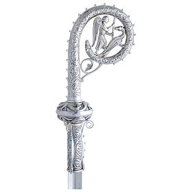 Molina crosier in silver-plated brass with lapis lazuli, St. George against the dragon