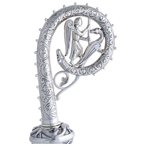 Molina crosier in silver-plated brass with lapis lazuli, St. George against the dragon 2