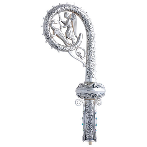 Molina crosier in silver-plated brass with lapis lazuli, St. George against the dragon 4