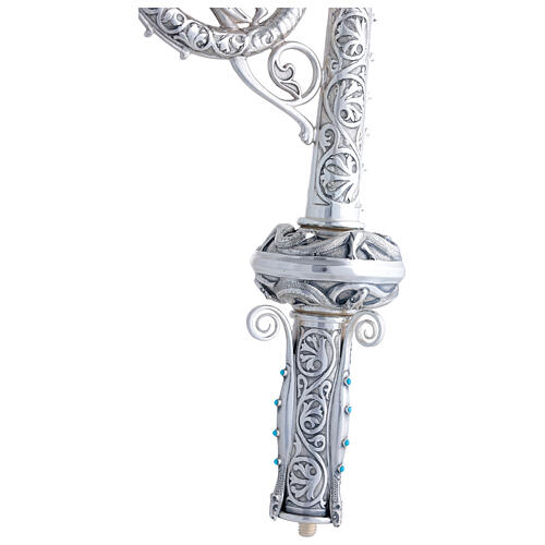 Molina crosier in silver-plated brass with lapis lazuli, St. George against the dragon 6