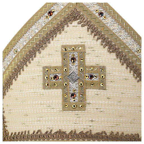 Mitra aus Woll-Lurex-Gewebe mit goldfarbenen Stickereien – Gamma 4