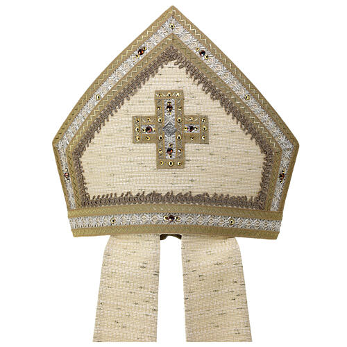 Mitra aus Woll-Lurex-Gewebe mit goldfarbenen Stickereien – Gamma 9