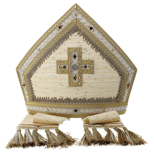 Mitre tissu laine et lurex broderies or Gamma 3