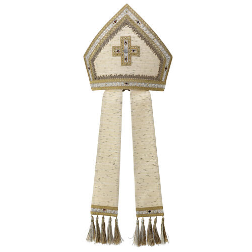 Mitre hat wool and lurex fabric gold embroidery Gamma 1