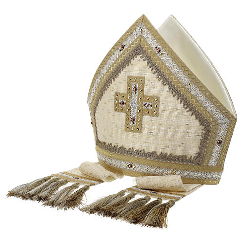 Mitre hat wool and lurex fabric gold embroidery Gamma 5