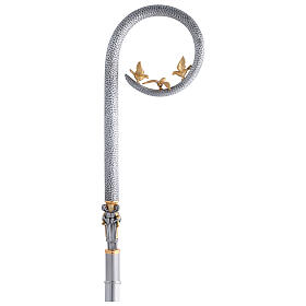 Faith Hope and Charity crosier, hand-hammered lost-wax casting