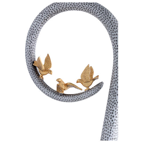 Faith Hope and Charity crosier, hand-hammered lost-wax casting 6