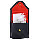 Estuche cuero negro cruz perforada interior raso 8x8 cm s2