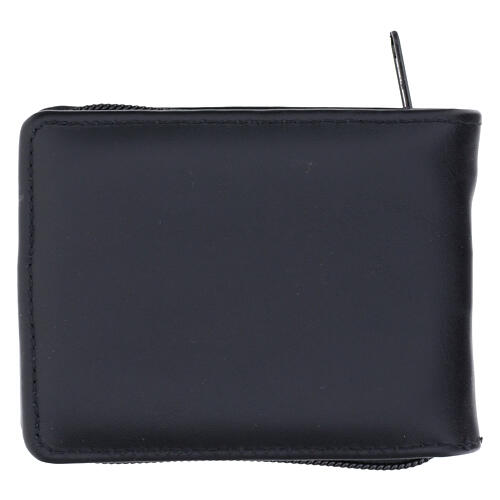 Estuche de cuero verdadero con cruz y corporal de lino blanco 8x10x3 cm 6