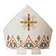 Embroidered wool mitre by Gamma with golden cross, lined interior s4