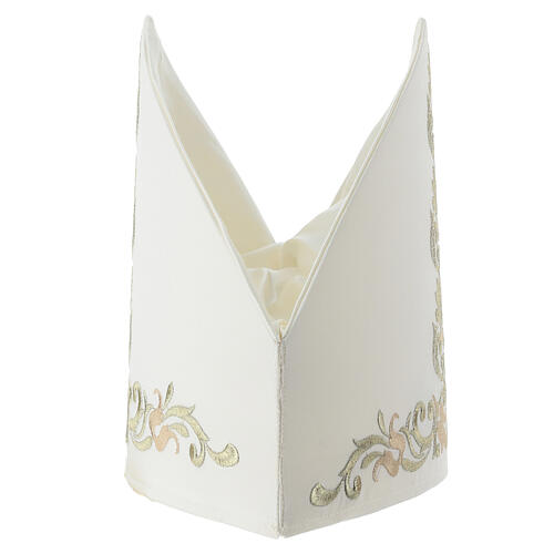 Ivory Catholic Mitre with Floral Embroidery 5