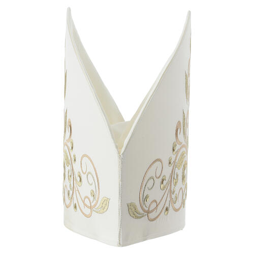 Ivory mitre with floral golden embroidery 5