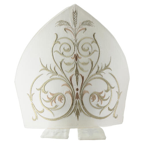 Mitre ivoire broderie or franges dorées épis et arabesques 7