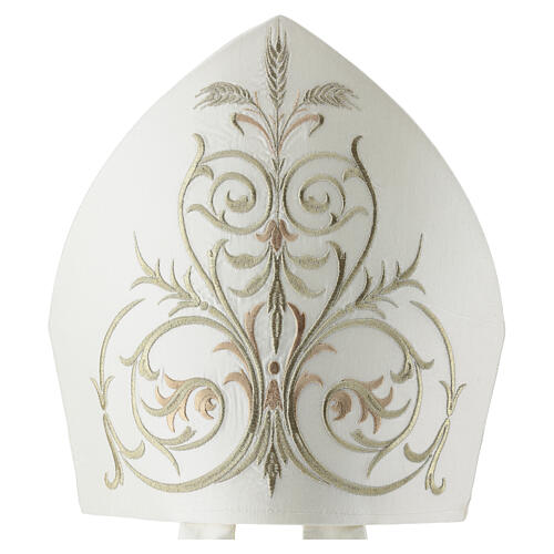 Ivory Mitre with Gold Embroidery, Fringes, Wheat Ears and Scrolls 2