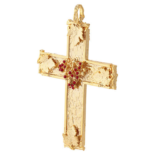 Croix pectorale 11,5x7,5 cm grappe laiton plaqué or 18 kt cristaux rouges Pical Arte Creazioni 4