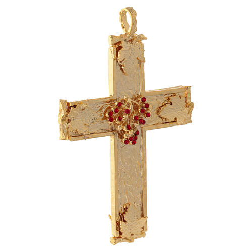 Croce pettorale 12x8 cm grappolo ottone placcato oro 18kt cristalli rossi Pical Arte Creazioni 5