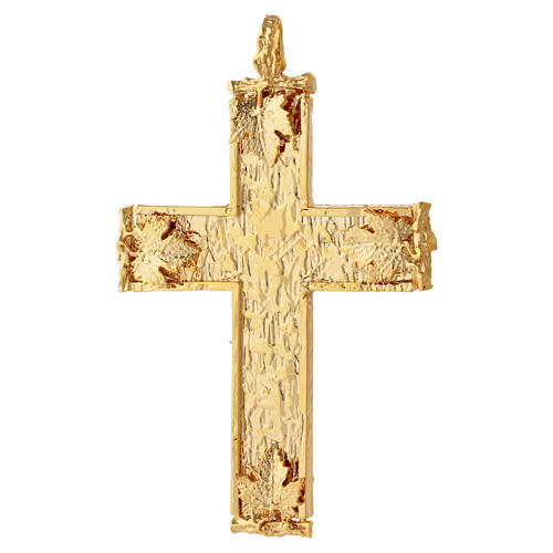 Pectoral Cross 11.5 x 7.5 cm, Brass with 18 kt Gold Plating, Grape Cluster with Red Crystals Pical Arte Creazioni 6