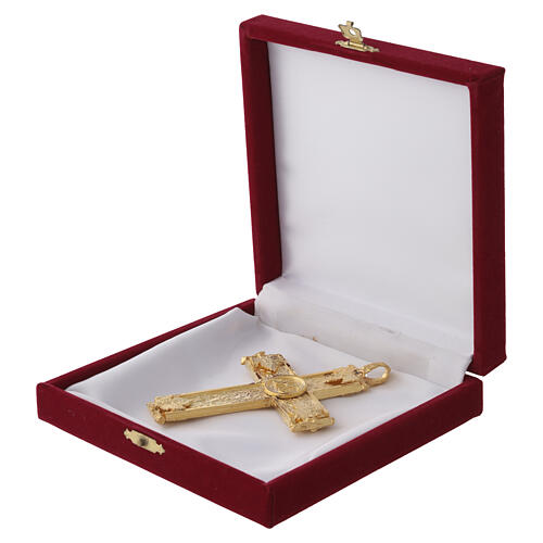 Pectoral cross with JHS, 4.5x3 in, 18 kt gold-plated brass, Pical Arte 7