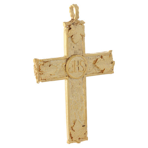 Croix pectorale JHS 11,5 x 7,5 cm laiton plaqué or 18 kt Pical Arte 5