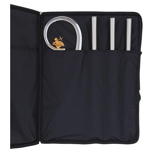 Báculo pastoral litúrgico Cordero con hoja plata y detalles dorados 200 cm 10