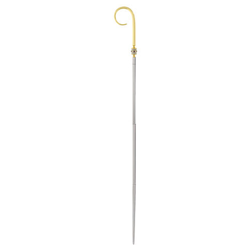 Báculo pastoral litúrgico con nudo decorado y piedras hoja oro 200 cm 3