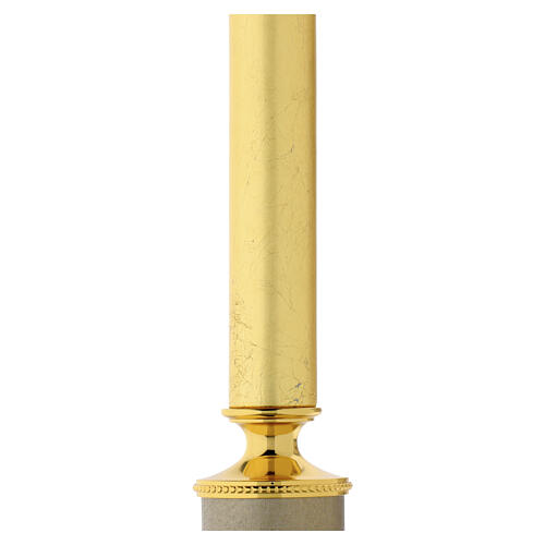 Báculo pastoral litúrgico con nudo decorado y piedras hoja oro 200 cm 4