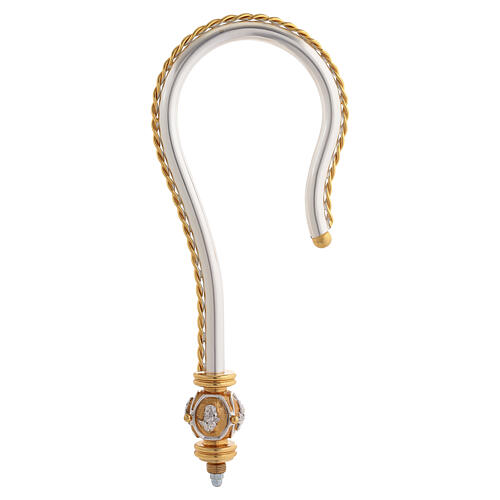Pastorale con asta in ottone dorato 7