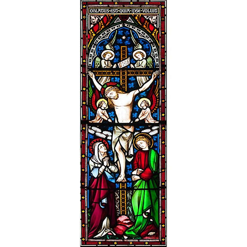 Vitrophanie Crucifixion avec anges, 10.5x30 cm 1