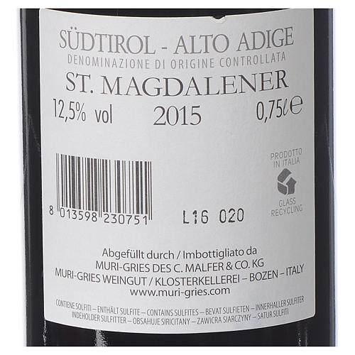 Vino S. Maddalena DOC 2015 Abadía Muri Gries 750 ml 2