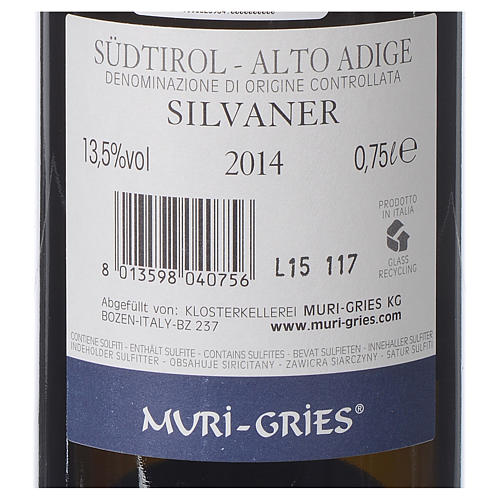 Silvaner DOC white wine Muri Gries Abbey 2014 2