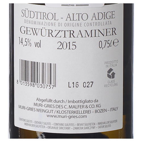 Vino Traminer Aromatico DOC 2015 A. Muri Gries 750 ml 2