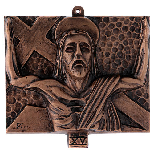 Way of the Cross in hammered bronze, 15 stations 15
