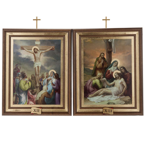 Stations of the Cross printed on wood, 15 stations 12